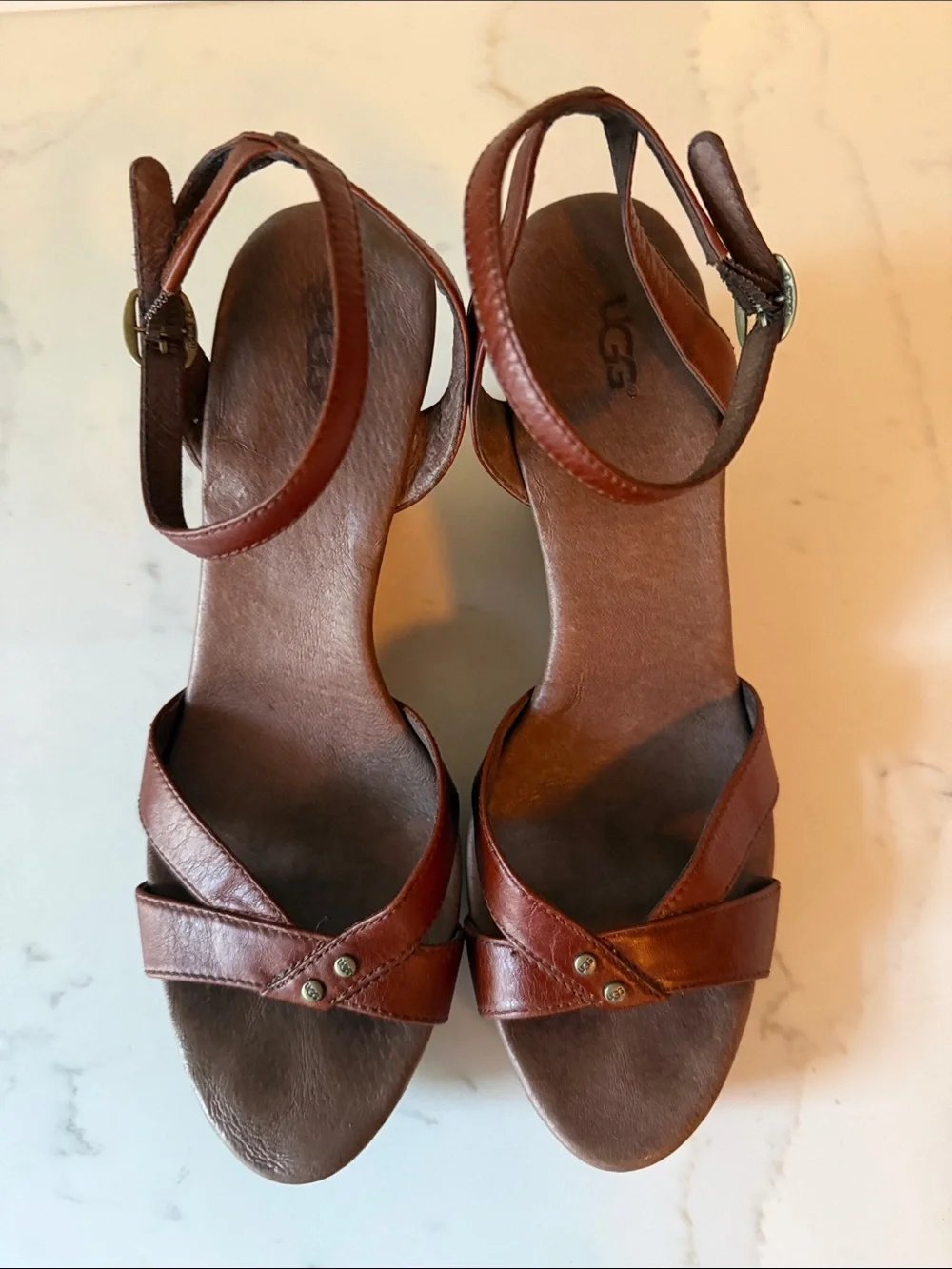 UGG Leather Wedge Sandals